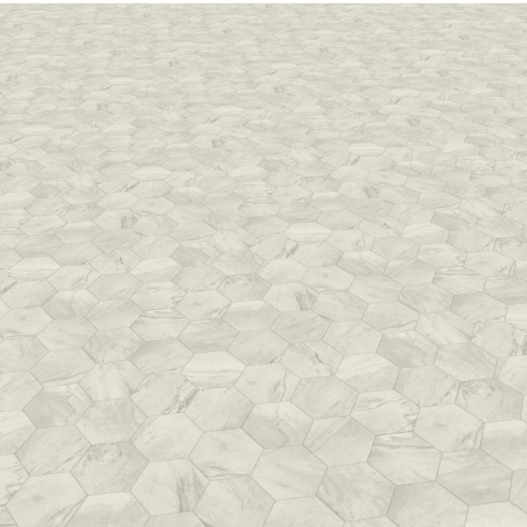 Rouleau 4m de sol PVC effet marbré pose libre hexa cream Gerflor - 3000 cm x 400 cm x 0.25 cm — vue 3