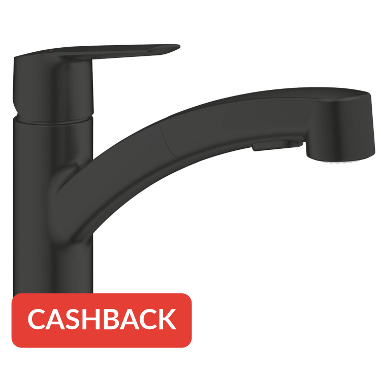 Grohe QuickFix Start keukenmengkraan met uittrekbare handdouche mat zwart