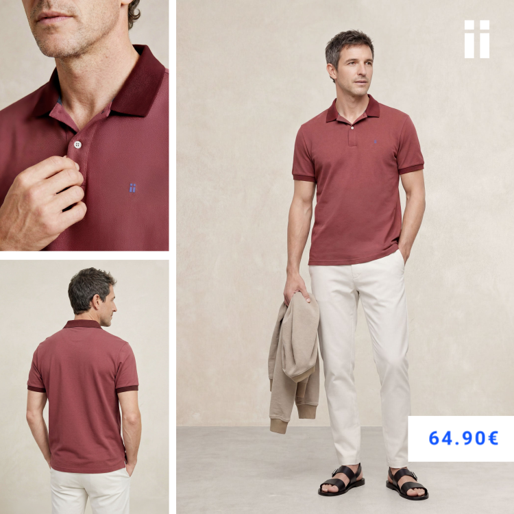 Polo manga corta hombre granate Ranger