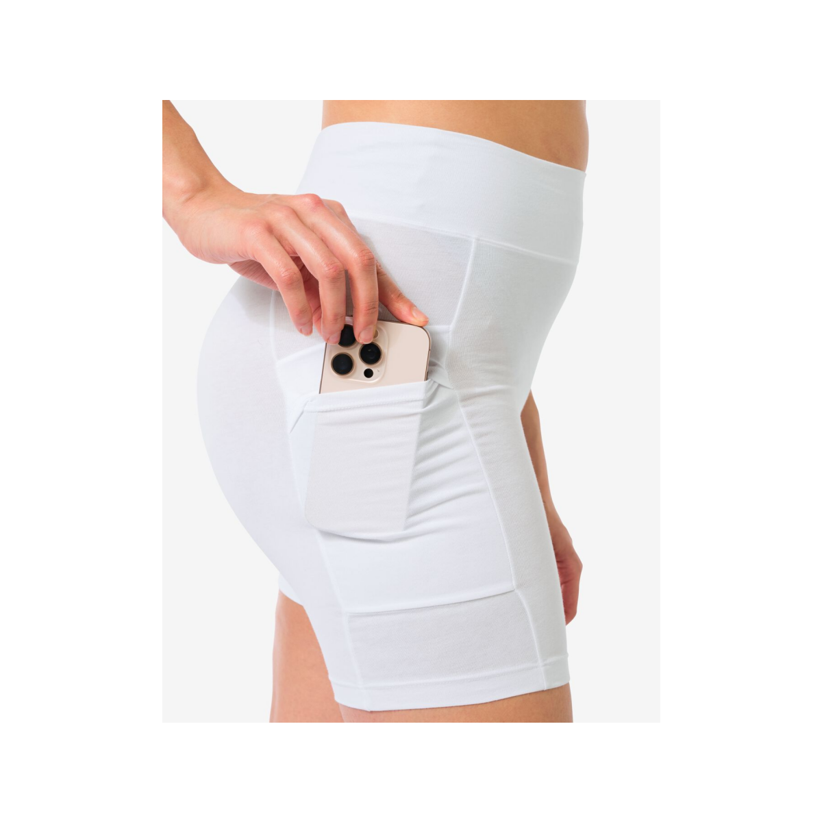 HEMA Damesbikershort real lasting cotton wit (wit)