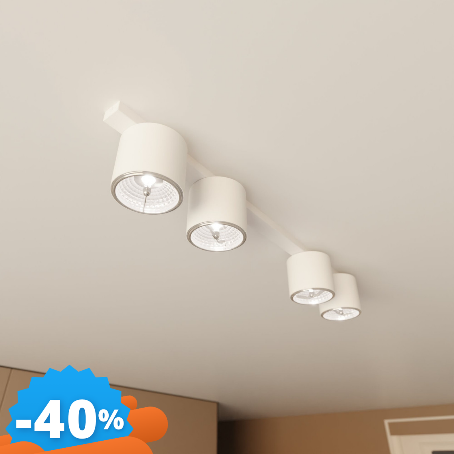 Emibig Lighting Nero/Bianco Lampadario Da Soffitto In Acciaio Ar111 Nano 4 4Xar111
