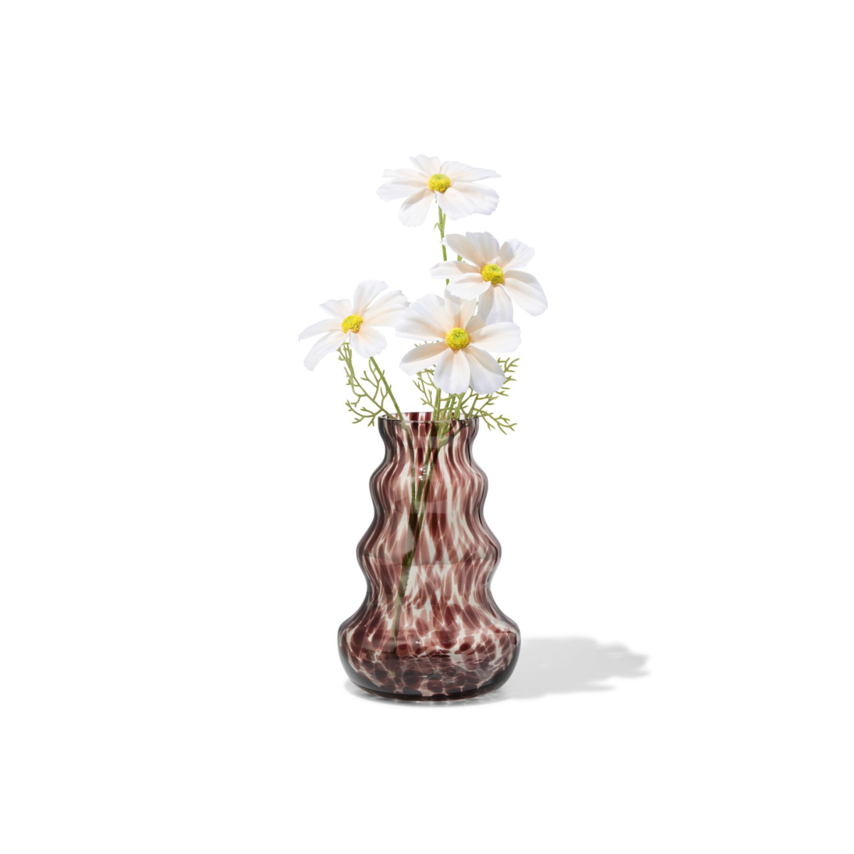 HEMA HEMA Vaas ⌀16x24cm Glas Organisch Camouflage (bruin)