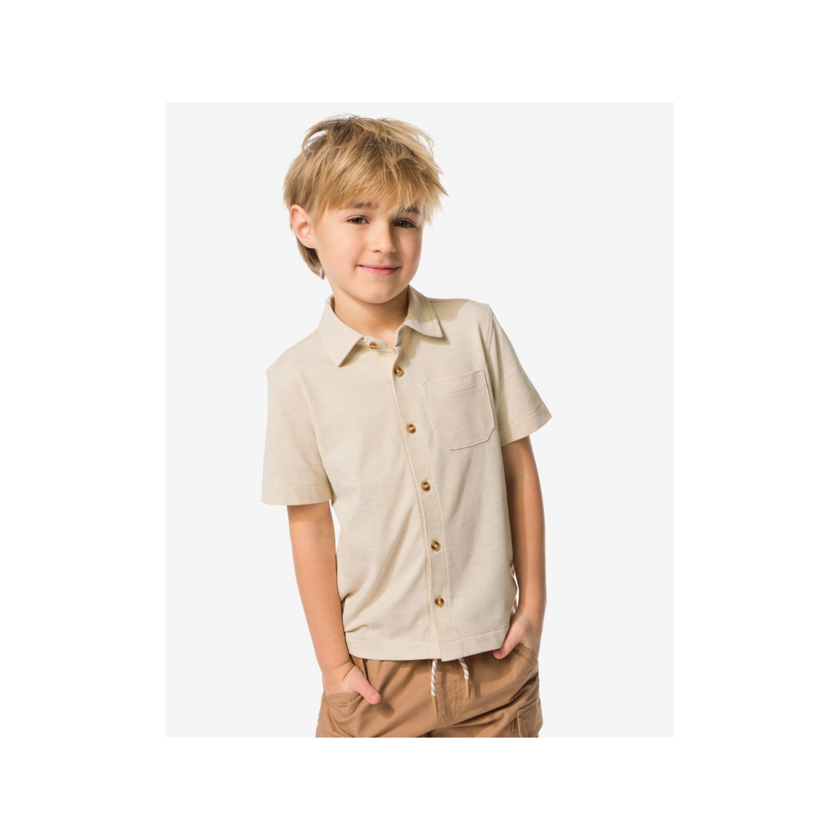 HEMA Kinderoverhemd piqué zand (zand)