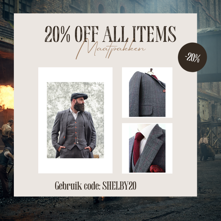 Maatpak Voor Heren | 3-delig Pak | Grijs/rood Plaid | Aberama Gold | Peaky Blinders | Peaky Blinders