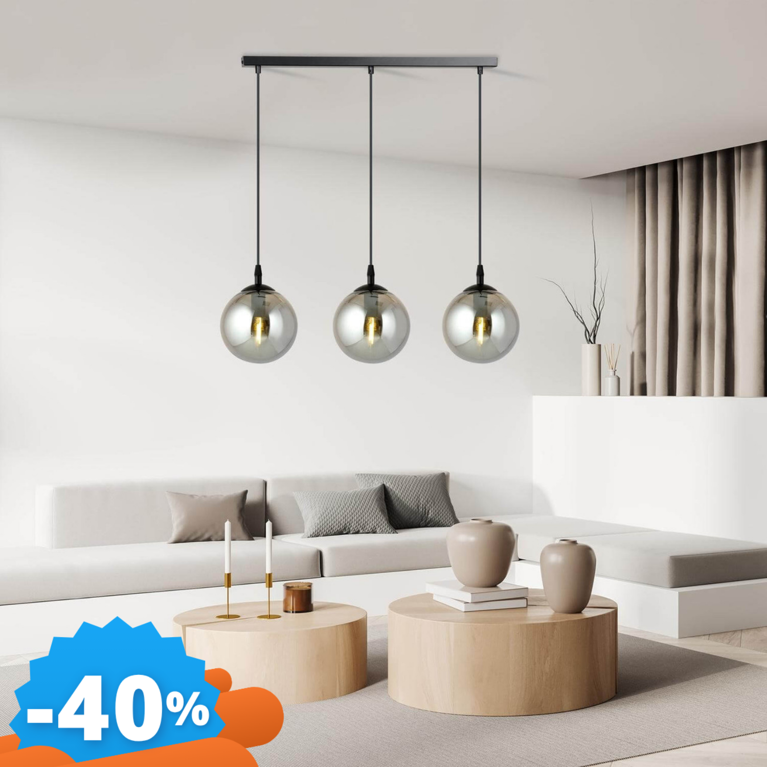 Emibig Lighting Lampadario A Sospensione Cosmo 3 Black Grafit