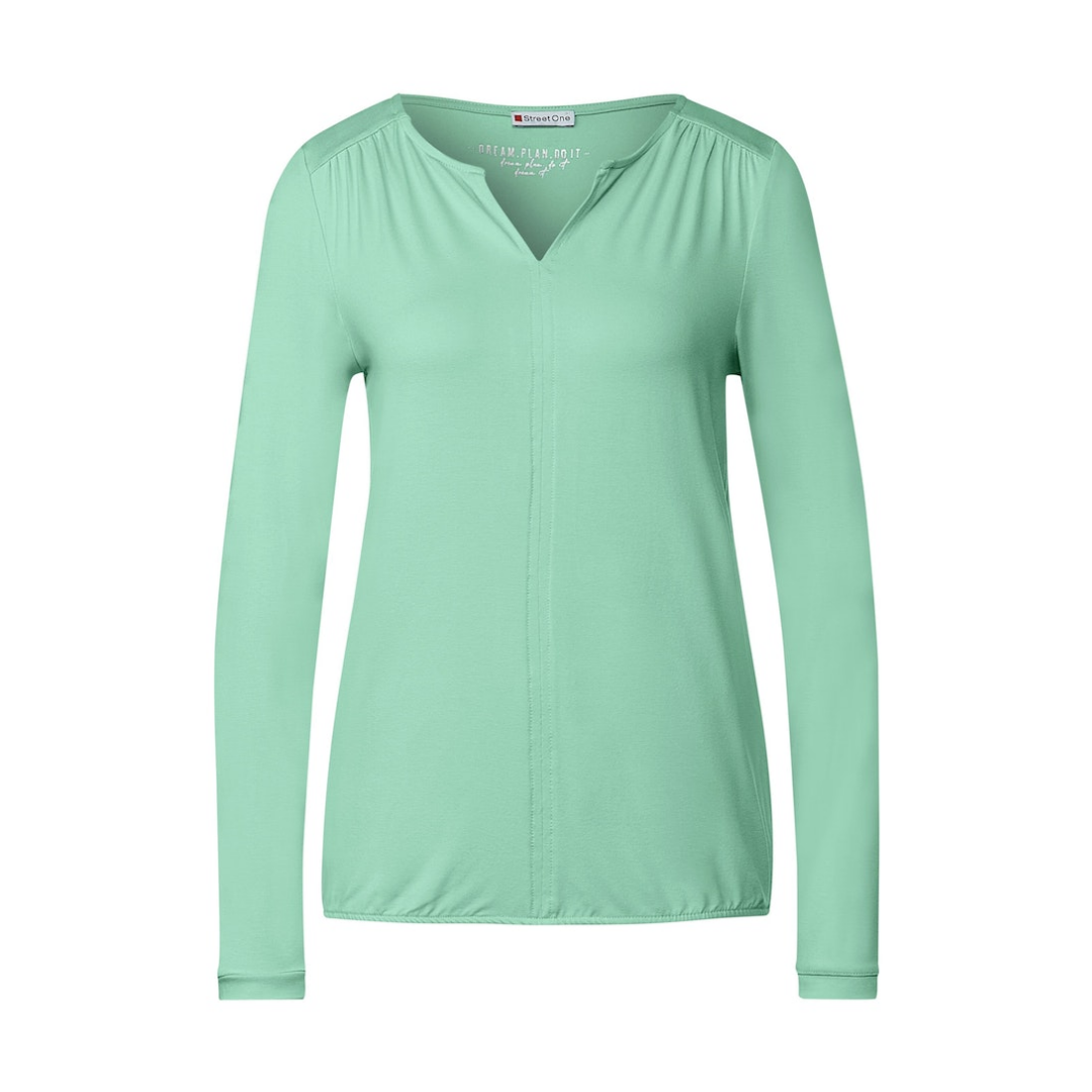Street One - Damen Langarmshirt - Grün - Größe: 42 - bei Tara-M