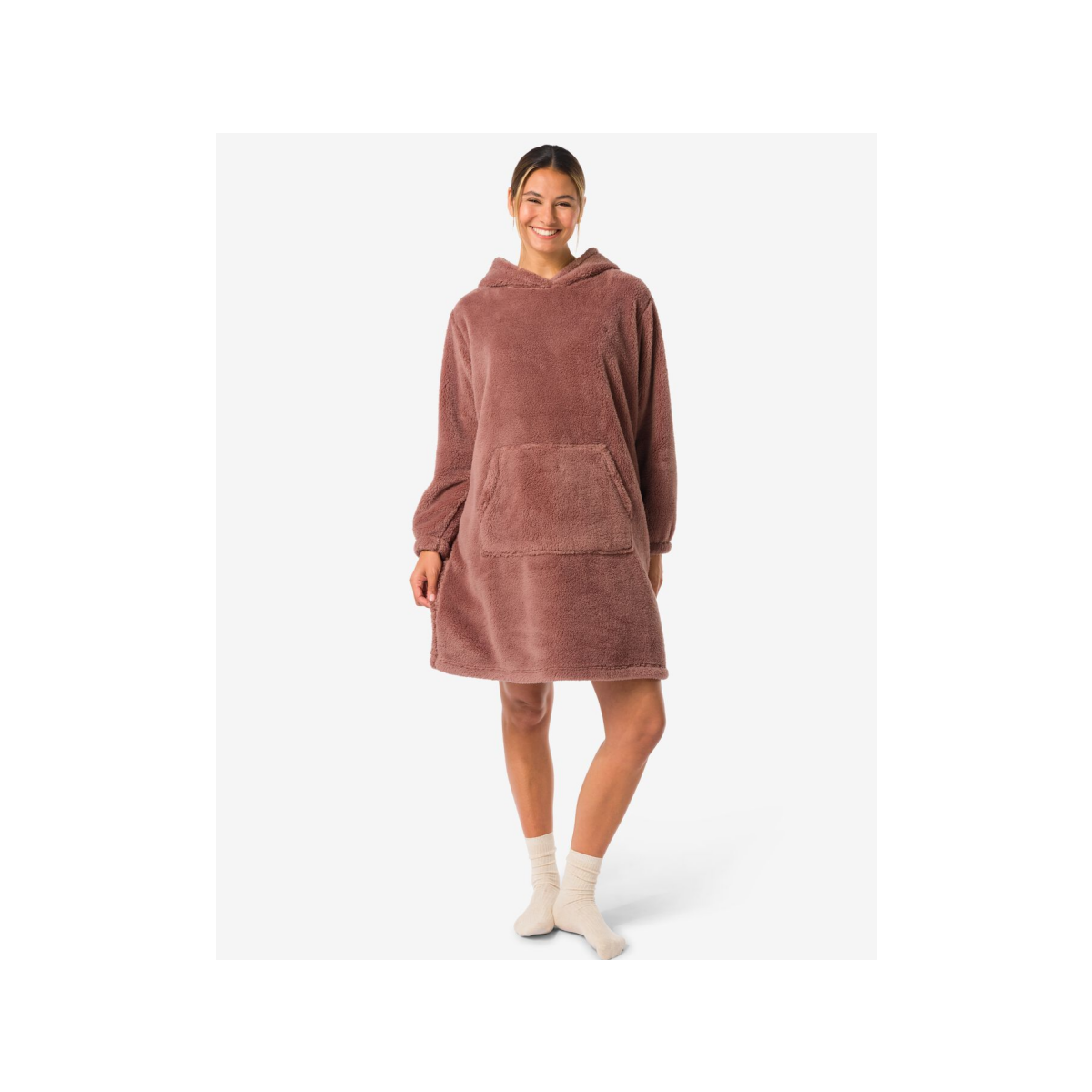 HEMA Damesnachthemd fleece lichtbruin (lichtbruin)