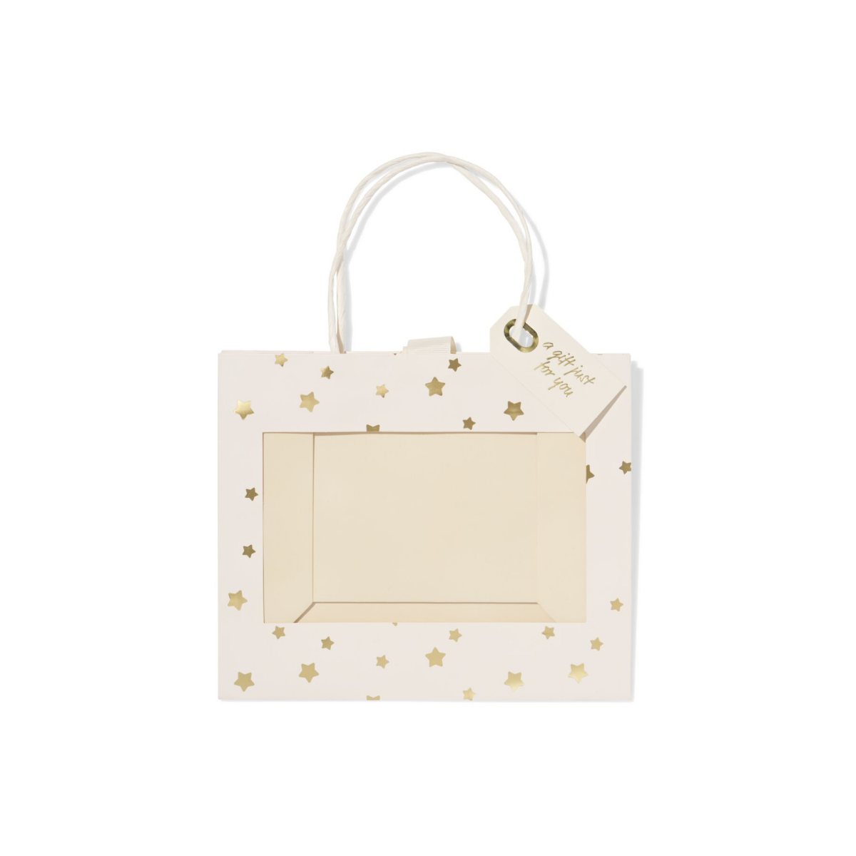 HEMA Cadeautas 24x11x20cm sterren met venster goud