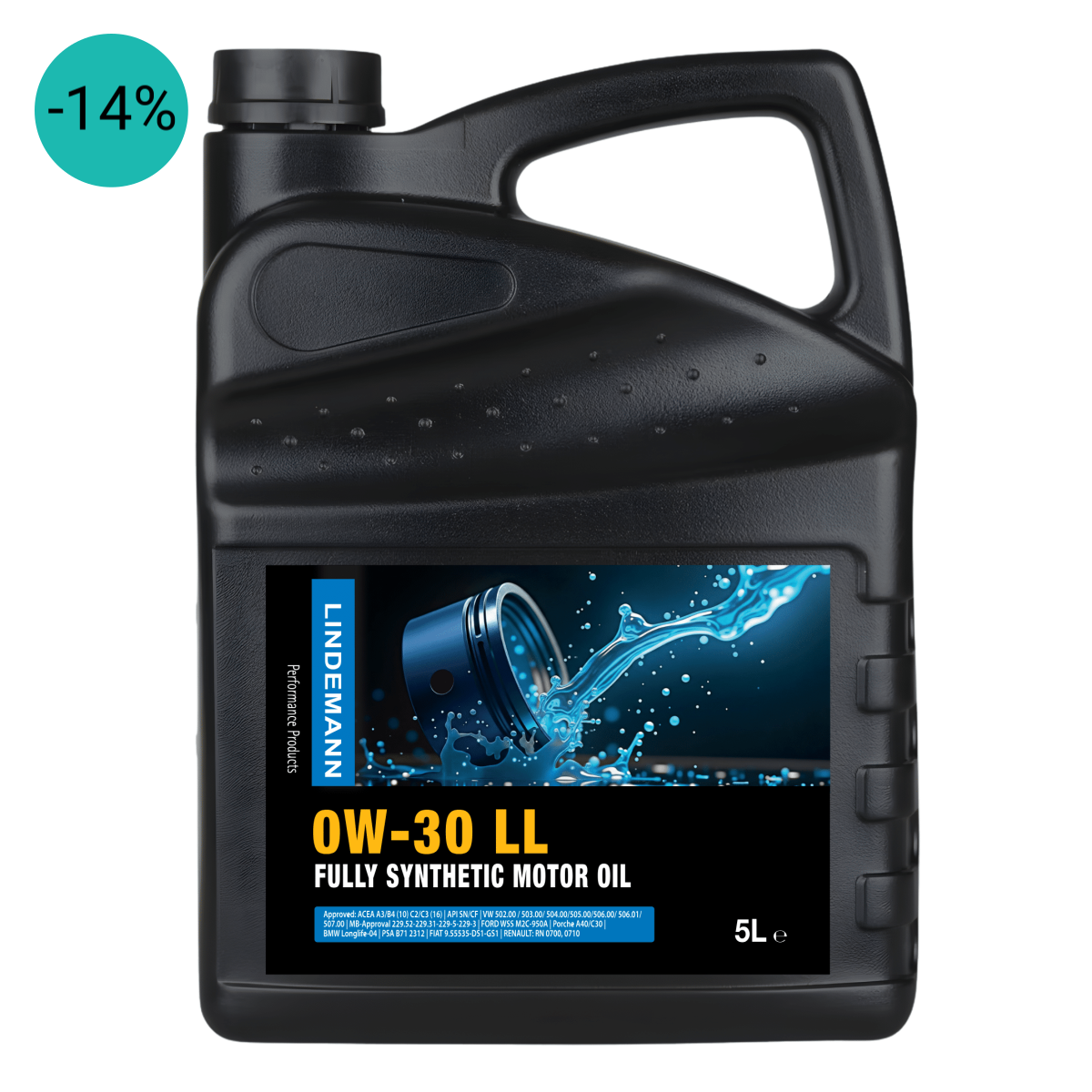 Lindemann Motorolie 0W-30 LL 5L | C3 | voor oa VW, BMW, Opel | Longlife | Volsynthetisch | Benzine & Diesel