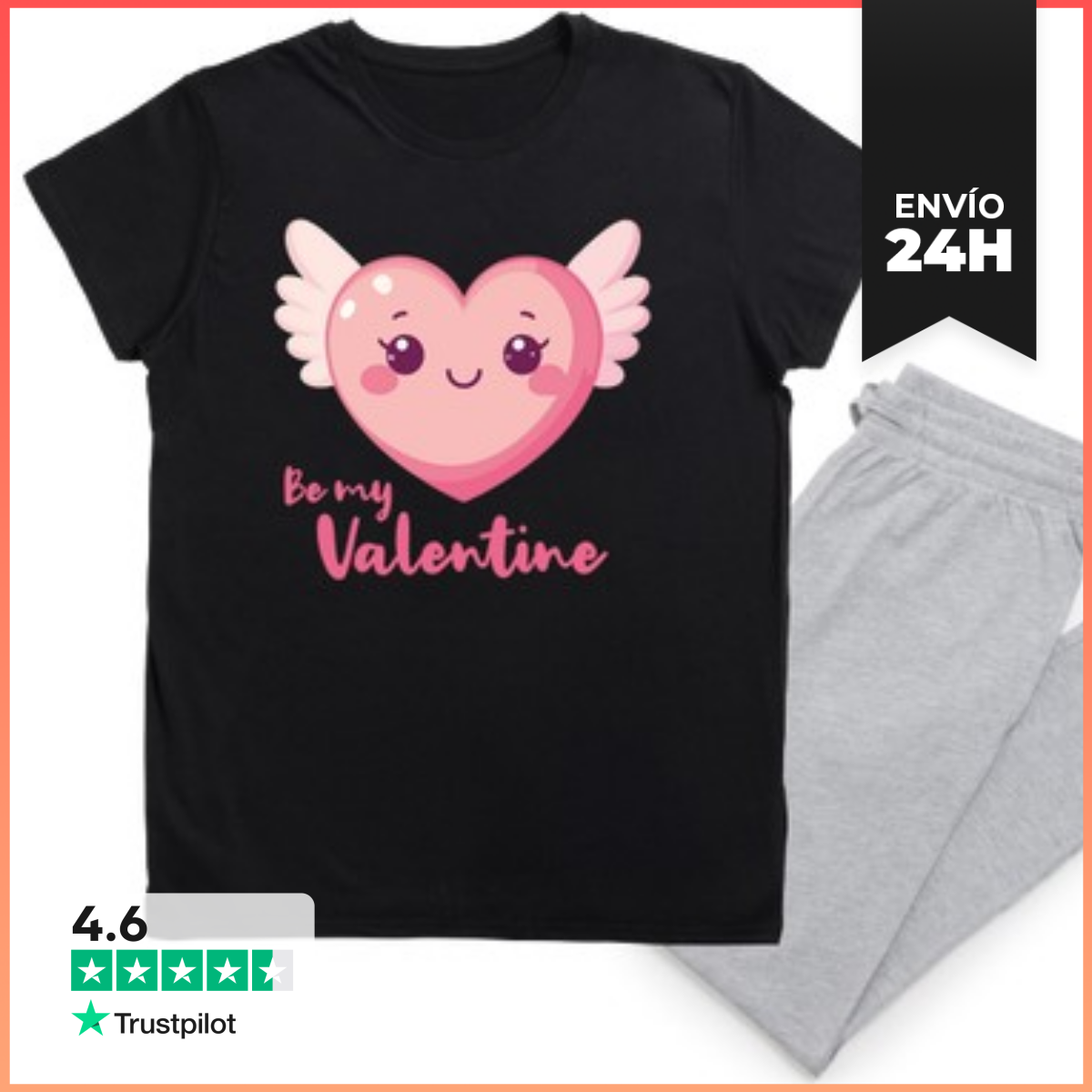 Pijama Be My Valentine Corazón Kawaii LaTostadora