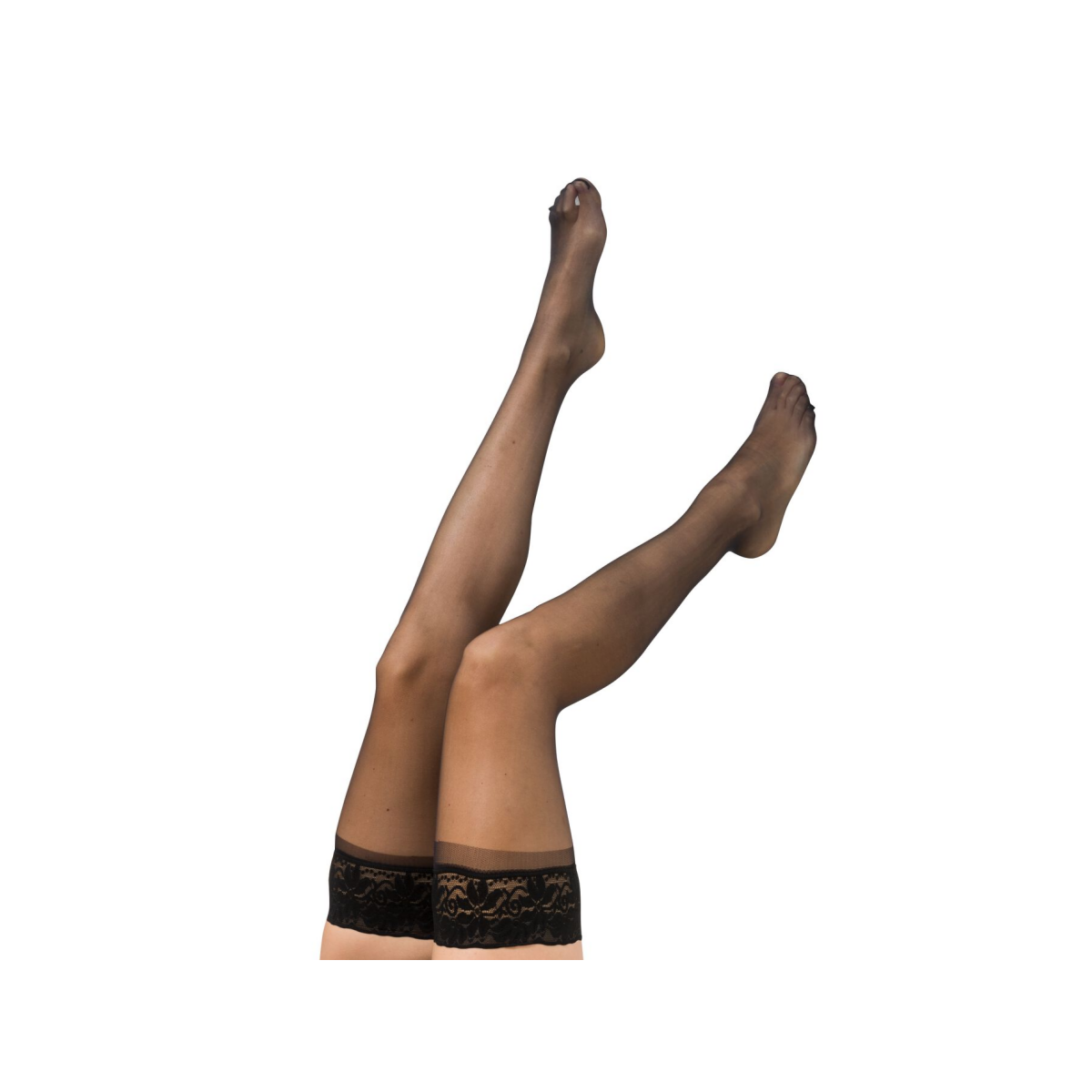 HEMA Hold ups met kant - matt 15 denier zwart (zwart)