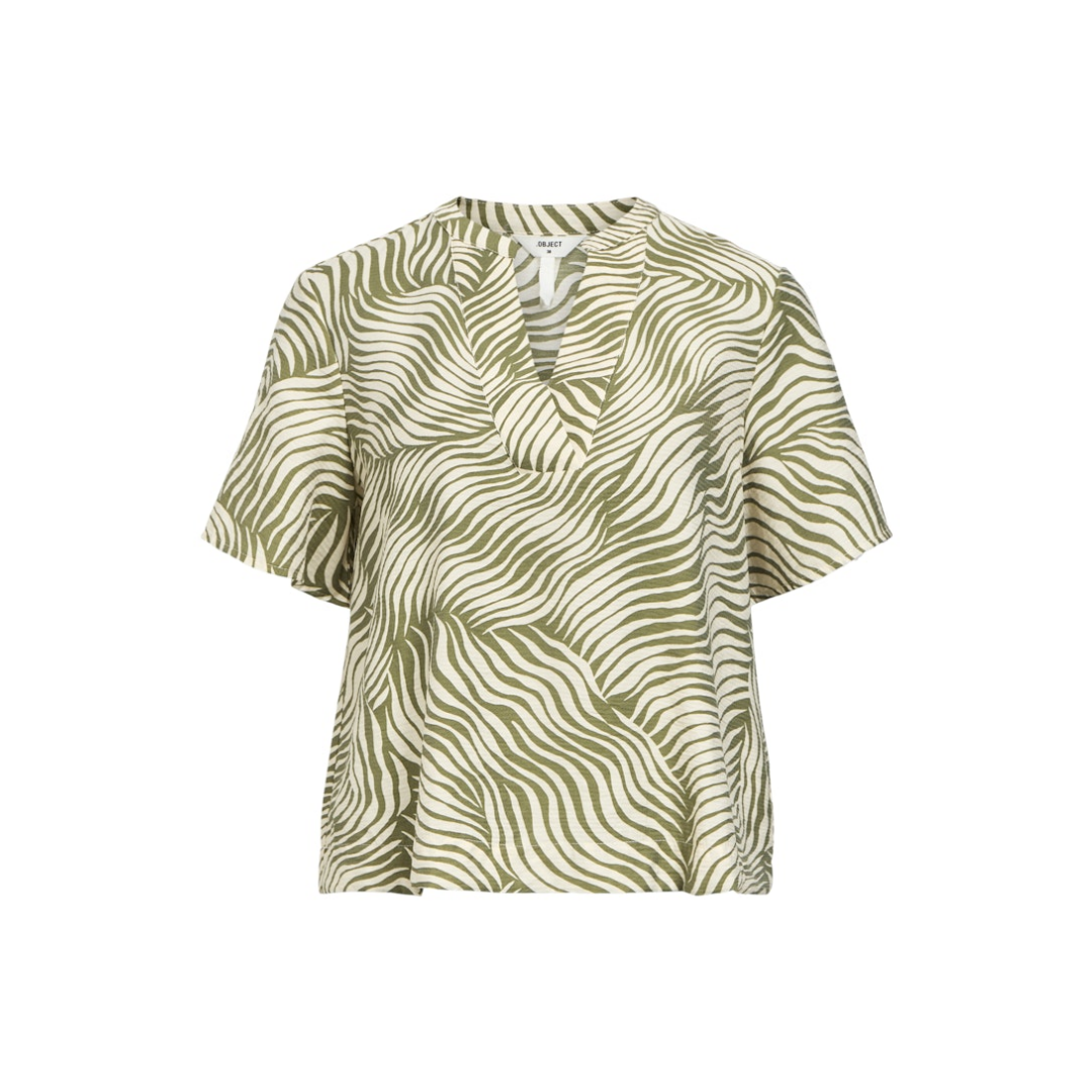 Object - Damen Kurzarmbluse - Beige2 - Größe: 36 - bei Tara-M