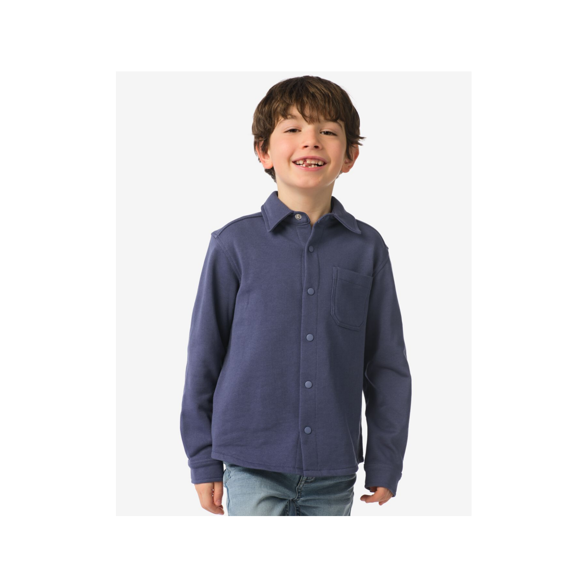 HEMA HEMA Kinderoverhemd Sweatstof Regular Fit Blauw (blauw)