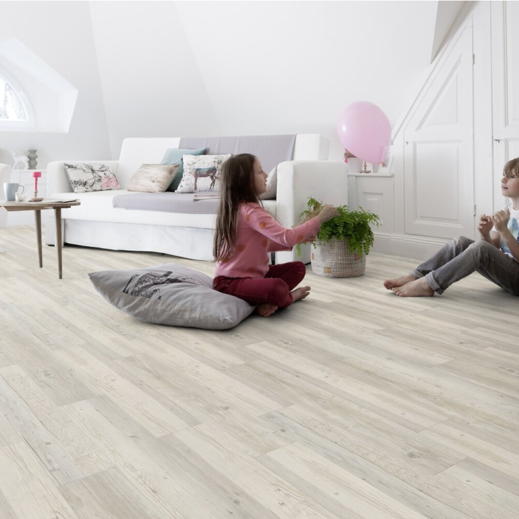 Lame de sol PVC effet bois auto-adhésive ceruse blanc vs Gerflor - 91.4 cm x 15.2 cm x 0.2 cm