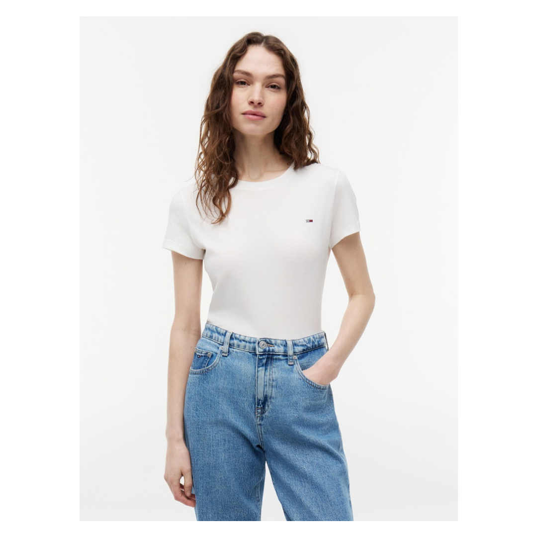Tommy Jeans - Damen T-Shirt - Weiß - Größe: S - bei Tara-M