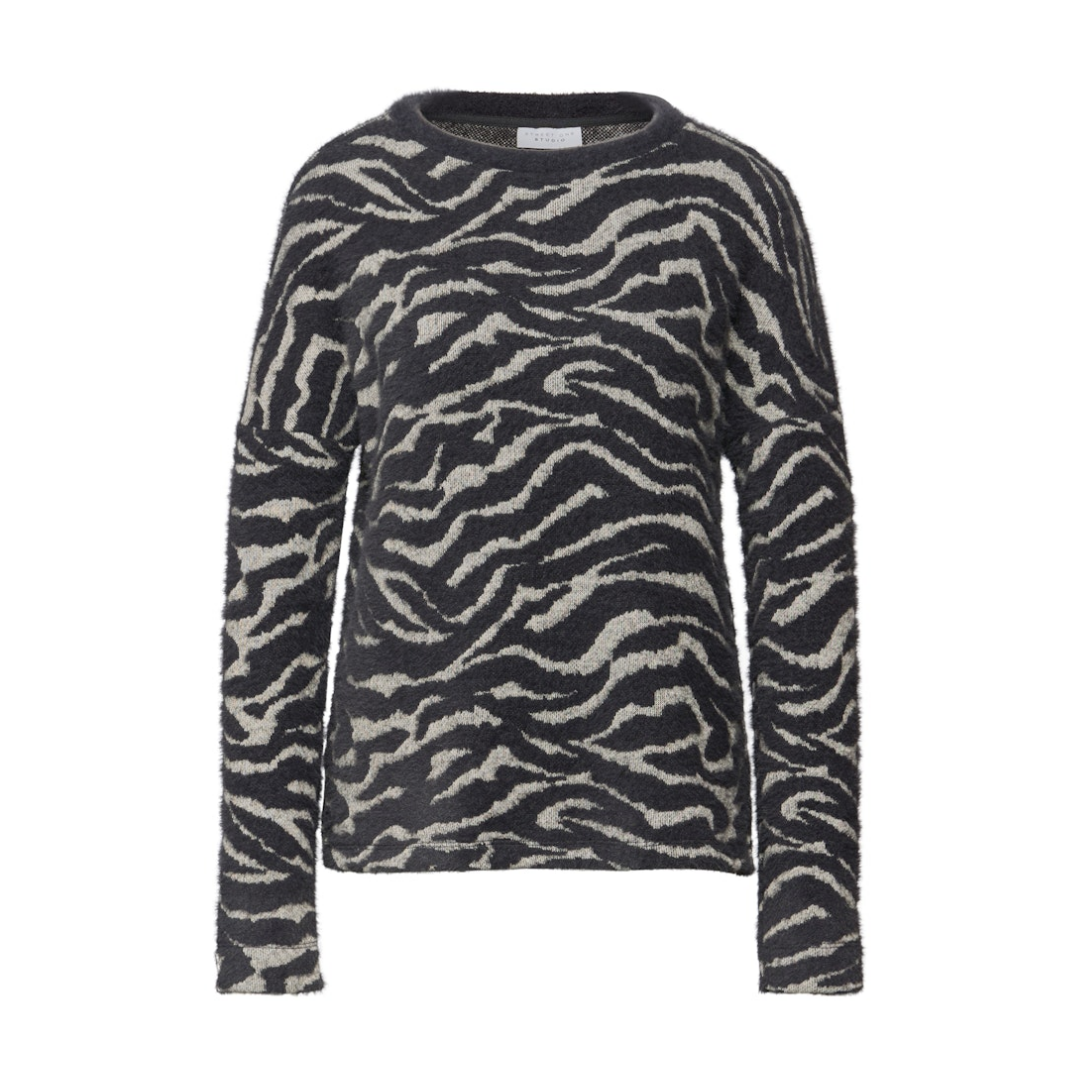 STREET ONE STUDIO - Damen Langarmshirt - deep ash grey - Größe: 36 - bei Tara-M