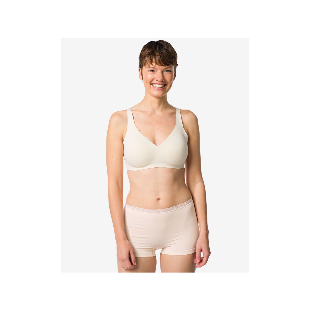 HEMA Damesboxer naadloos micro met kant naturel (naturel)