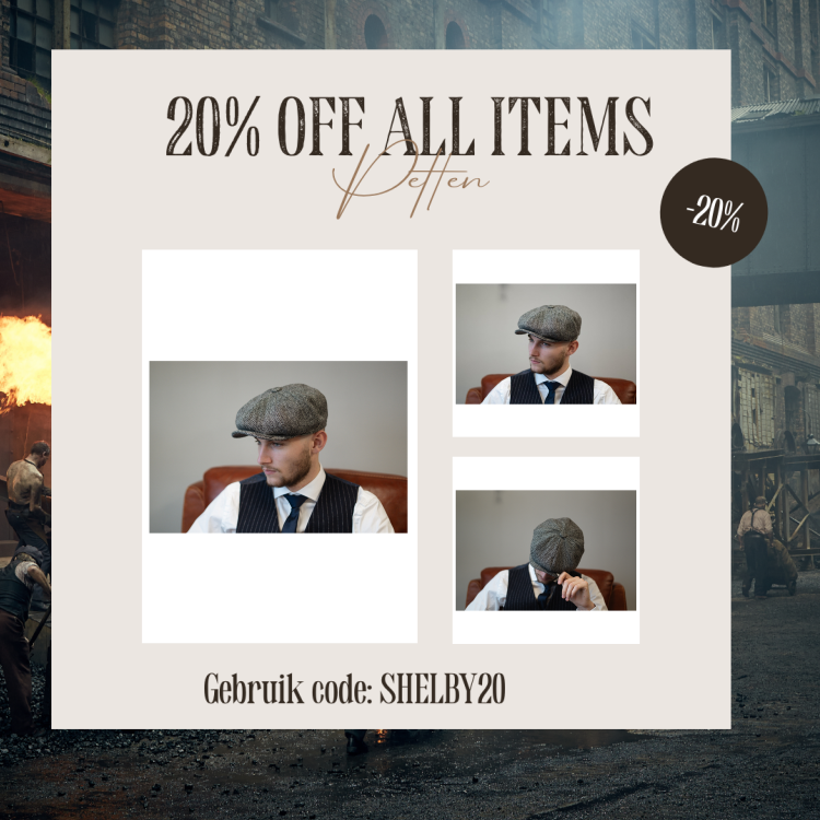 Newsboy Pet | Harris Tweed | 8-panelen | Grijs | Peaky Blinders