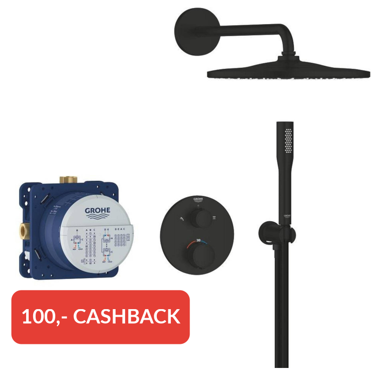Grohe Precision inbouw regendoucheset rond matte black