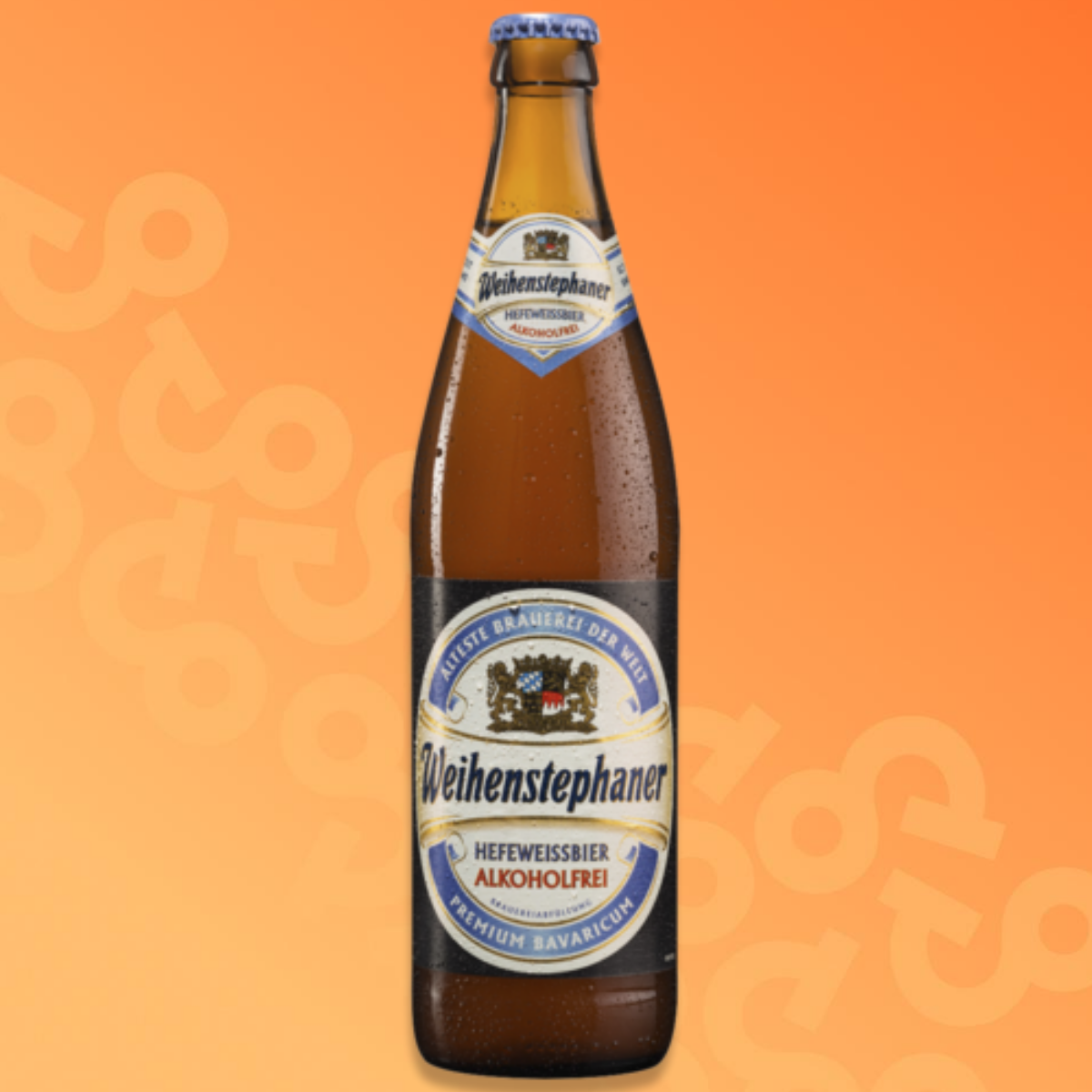 Bottle of alcohol-free Weihenstephaner Weissbier 50 cl