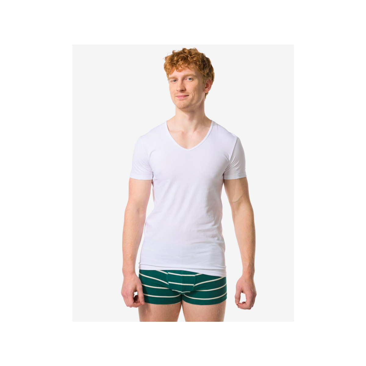 HEMA Heren ondershirt slim fit v-hals naadloos - 2 stuks wit (wit)