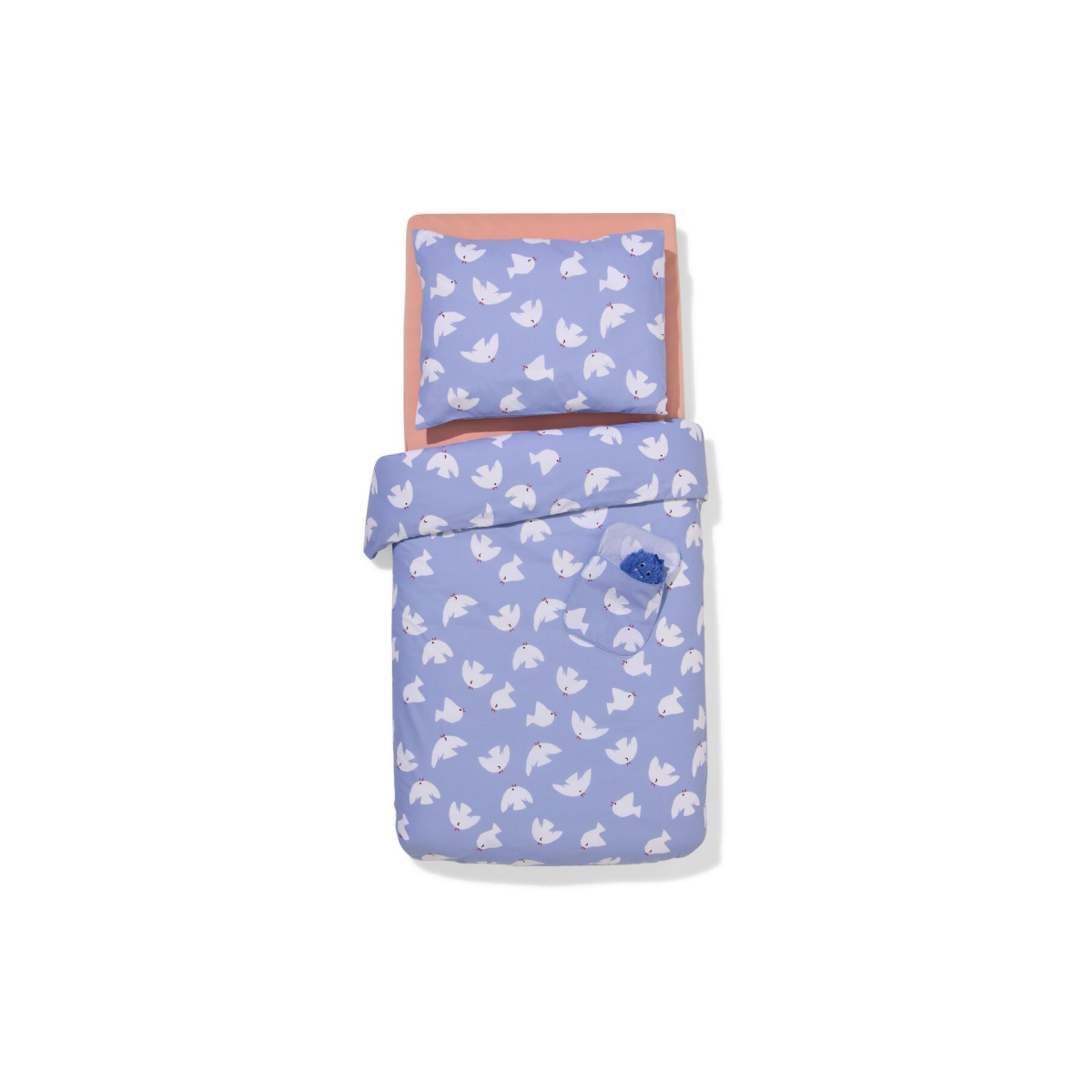 HEMA HEMA Peuterdekbedovertrek 120x150cm Zacht Katoen Duifjes (lila)