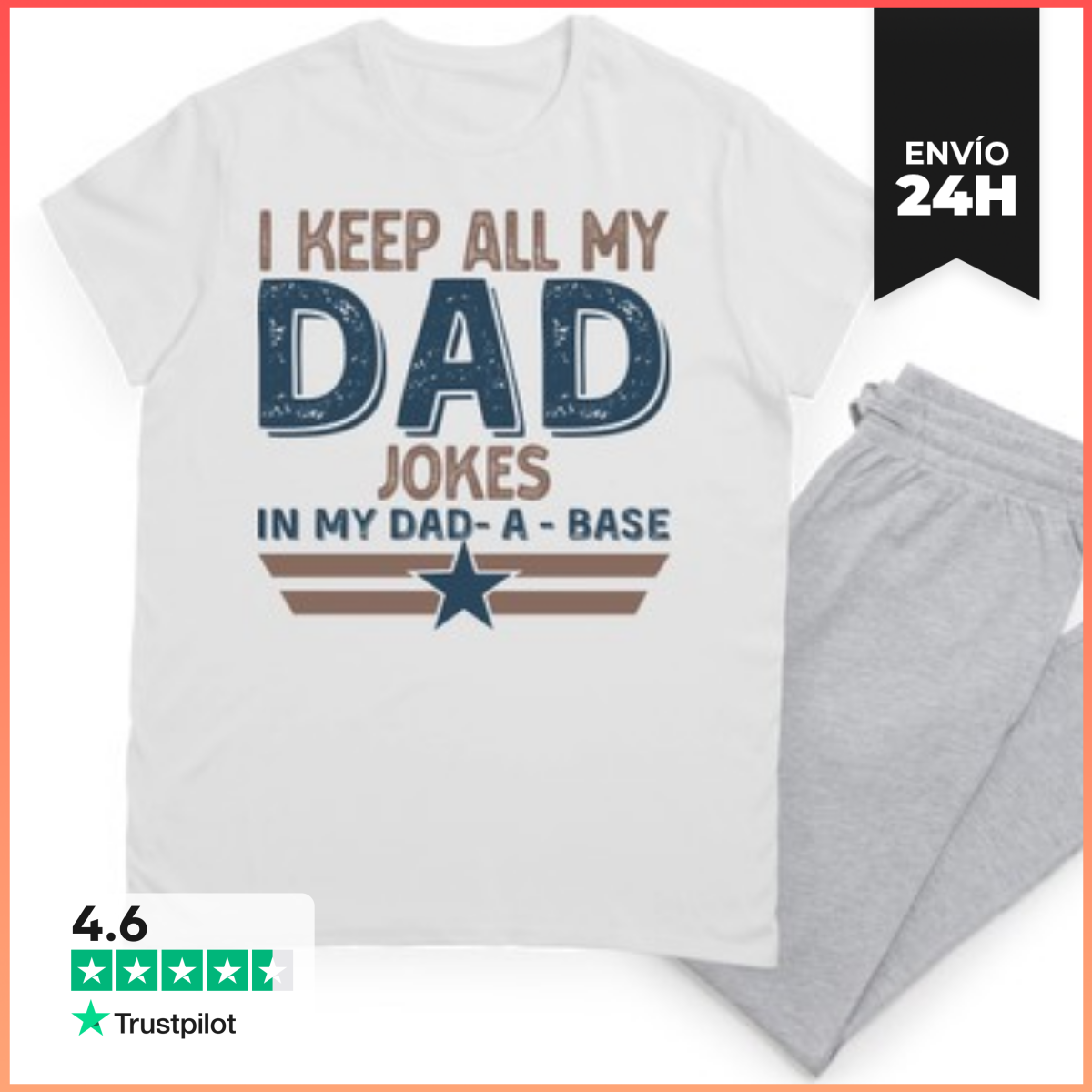 Pijama I KEEP ALL MY DAD JOKES IN A DAD A BASE laTostadora