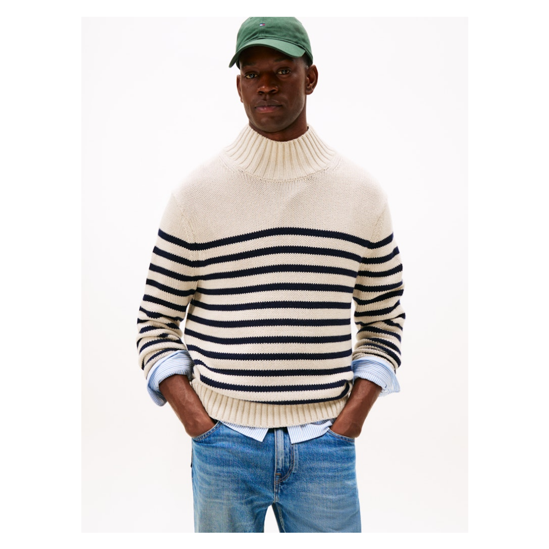 Tommy Hilfiger - Herren Pullover - oatmilk htr-desert sky - Größe: XXXL - bei Tara-M