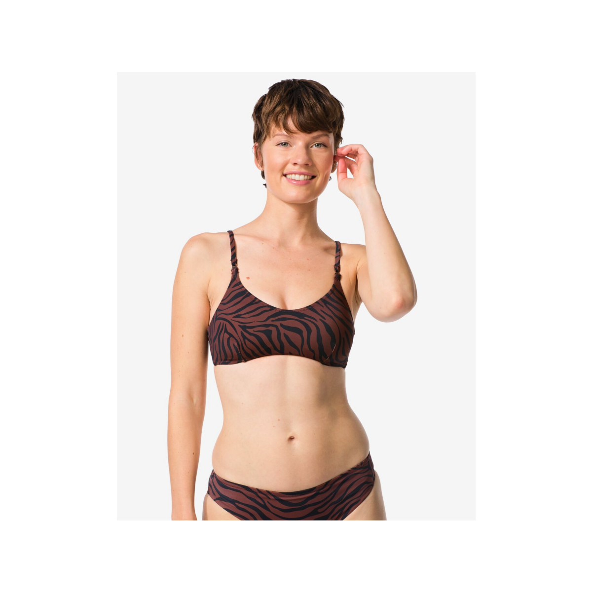 HEMA Damesbikinitop Evanne zebra chocoladebruin (chocoladebruin)