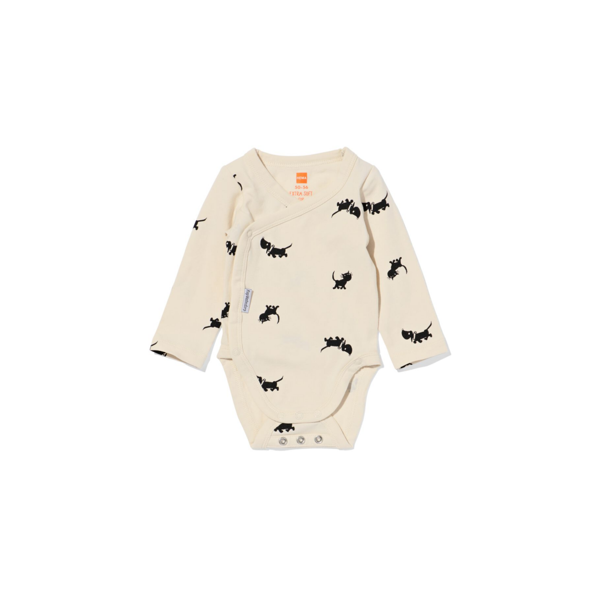 HEMA Takkie newborn meegroei overslagromper ecru (ecru)
