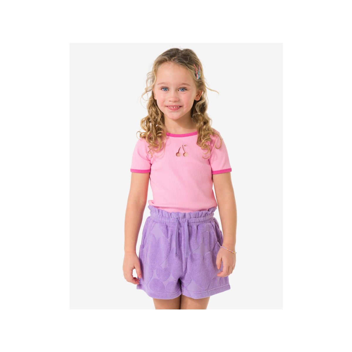 HEMA Kinder T-shirt rib fruit roze (roze)