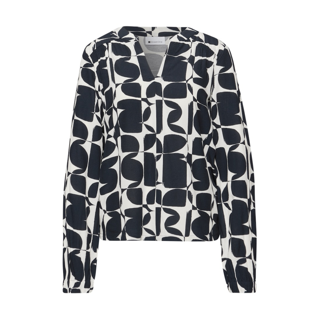 Street One - Damen Langarmshirt - shadowed navy - Größe: 42 - bei Tara-M