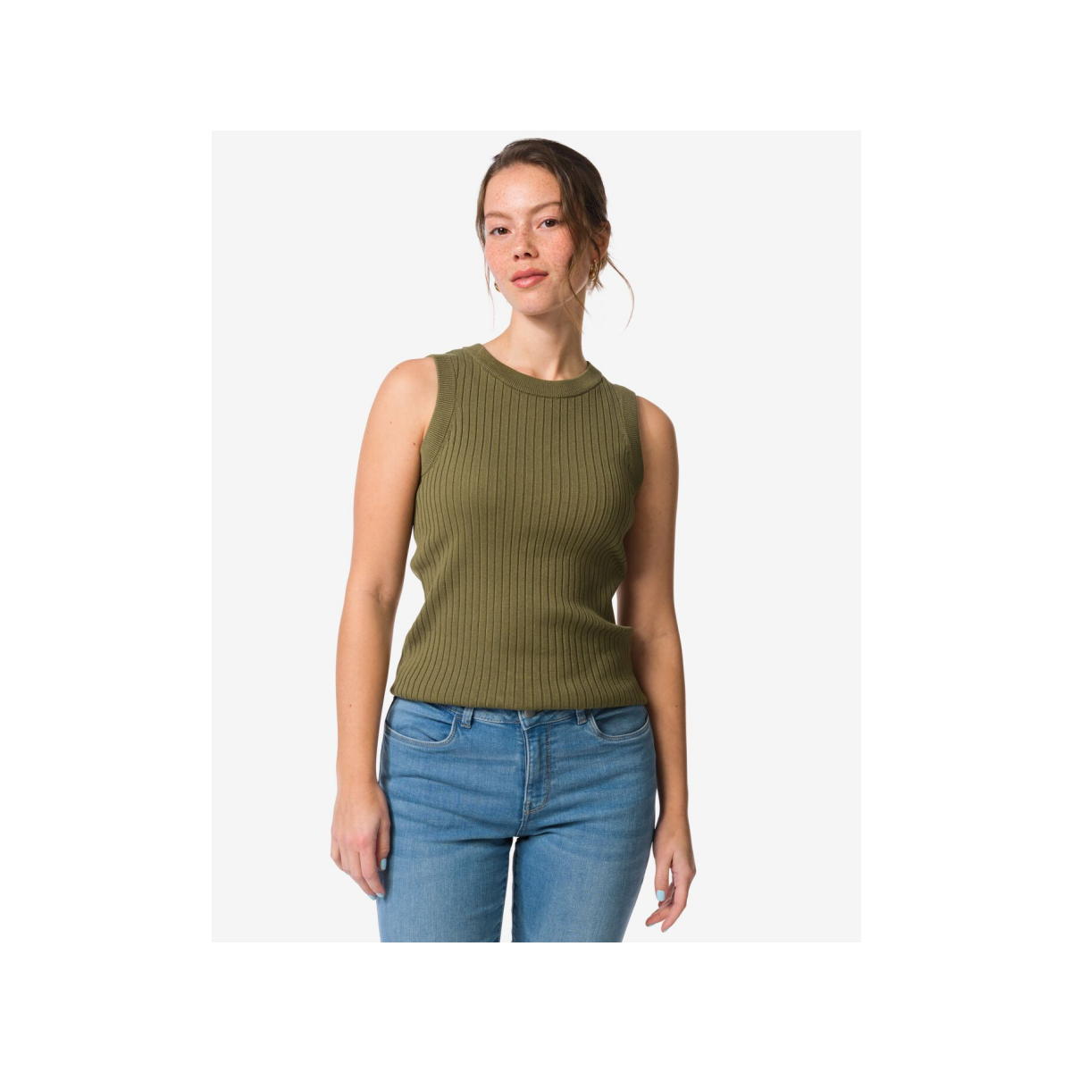 HEMA Damessinglet Frida rib groen (groen)