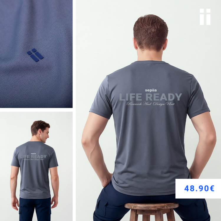 Camiseta hombre azul medio ESTAMPADA