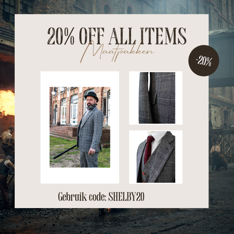 3-delig Tweed Pak Houndstooth Lichtgrijs | Peaky Blinders