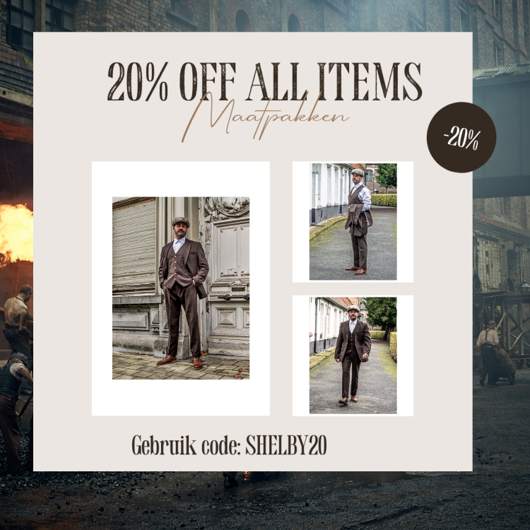 Maatpak Voor Heren | 3-delig Pak | Bruin Visgraat | Thomas Shelby | Peaky Blinders | Peaky Blinders
