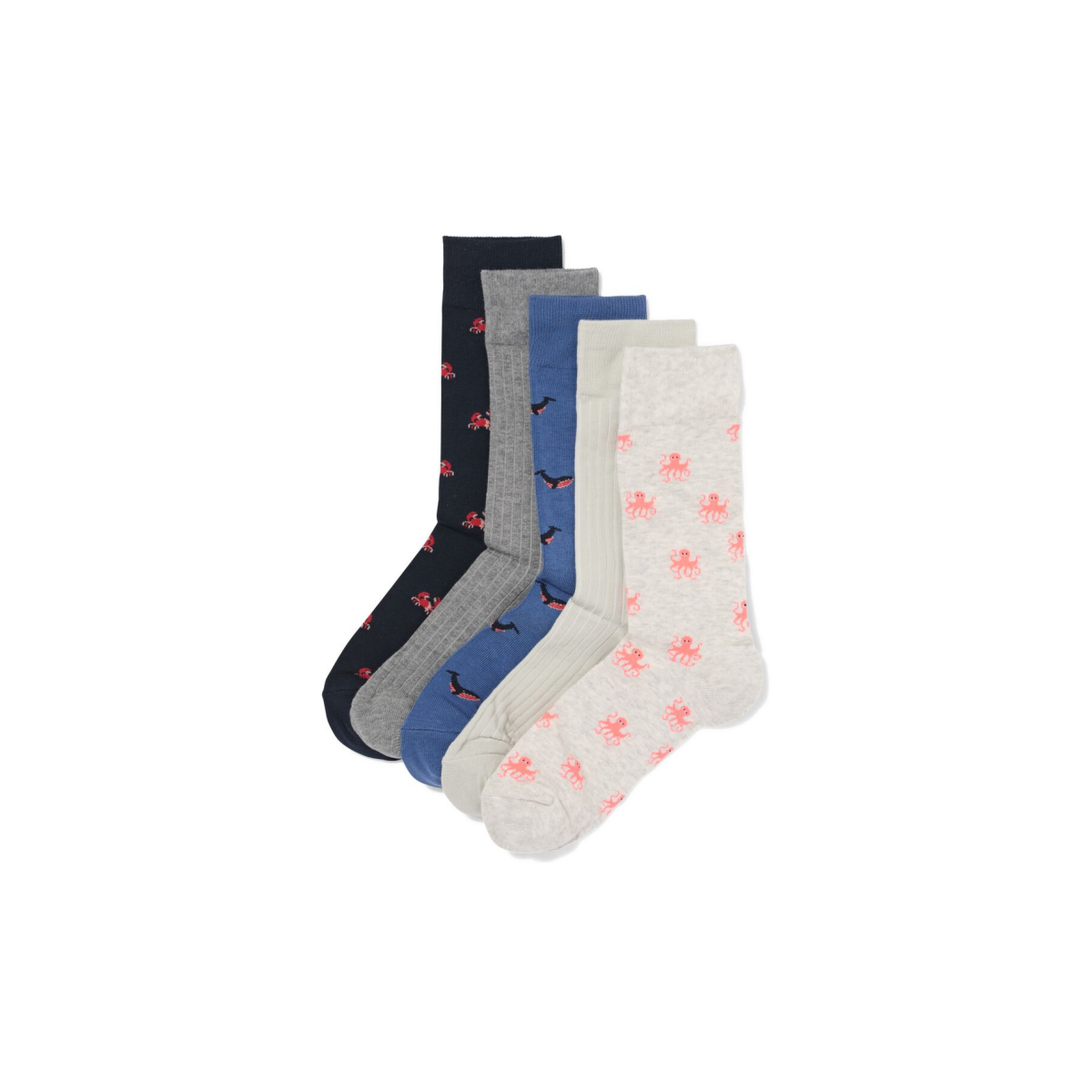 HEMA HEMA Herensokken Zeedieren - 5 Paar Donkergroen (donkergroen)