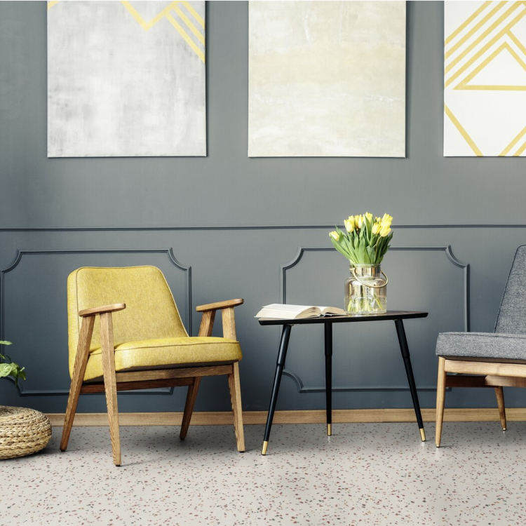 Rouleau 4m de sol PVC effet terrazzo pose libre confetti beige Gerflor - 2500 cm x 400 cm x 0.29 cm