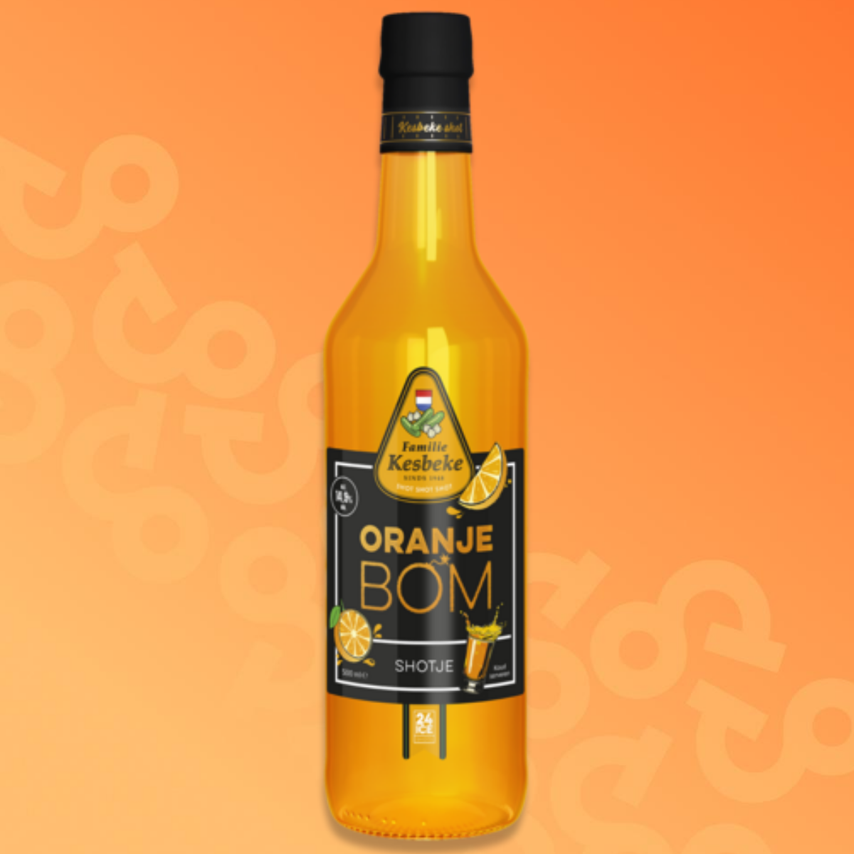 Bottle of Kesbeke Oranje Bom shot 50 cl