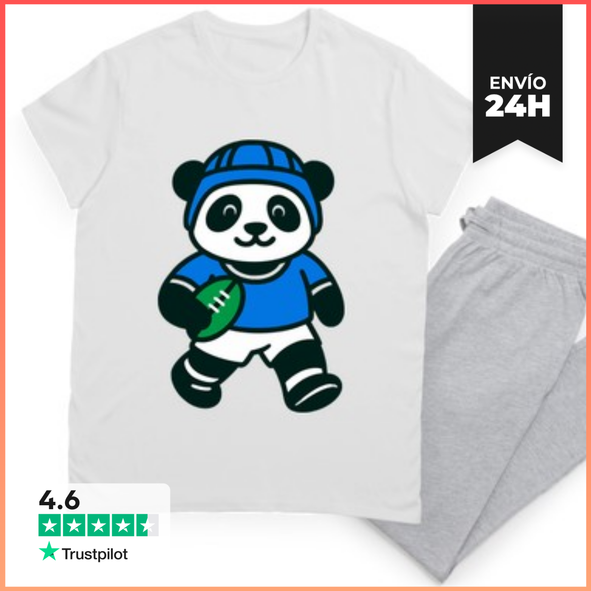 Pijama panda rugby jugador de rugby deporte laTostadora