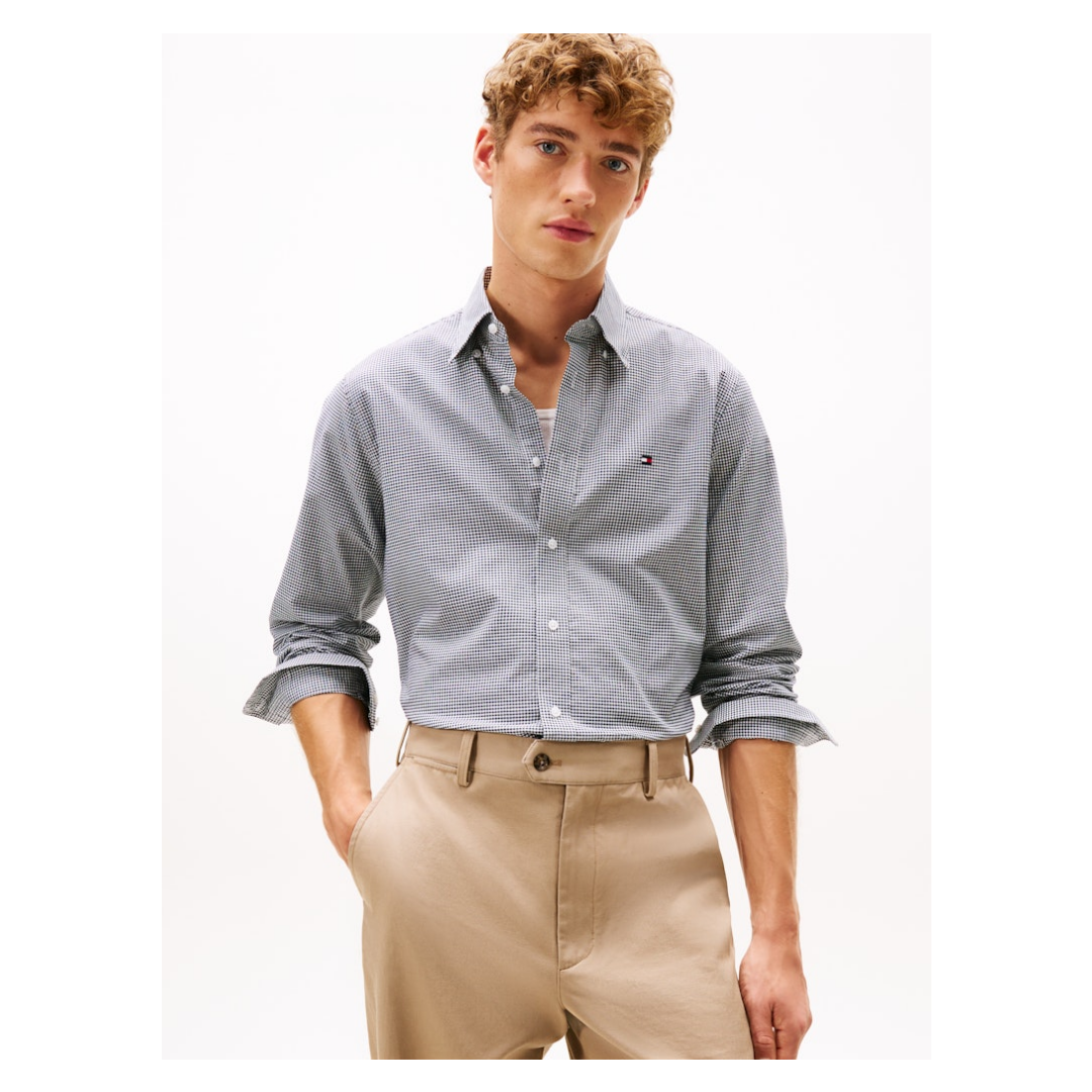 Tommy Hilfiger - Herren Langarmhemd - deep navy - check - Größe: 40-R - bei Tara-M