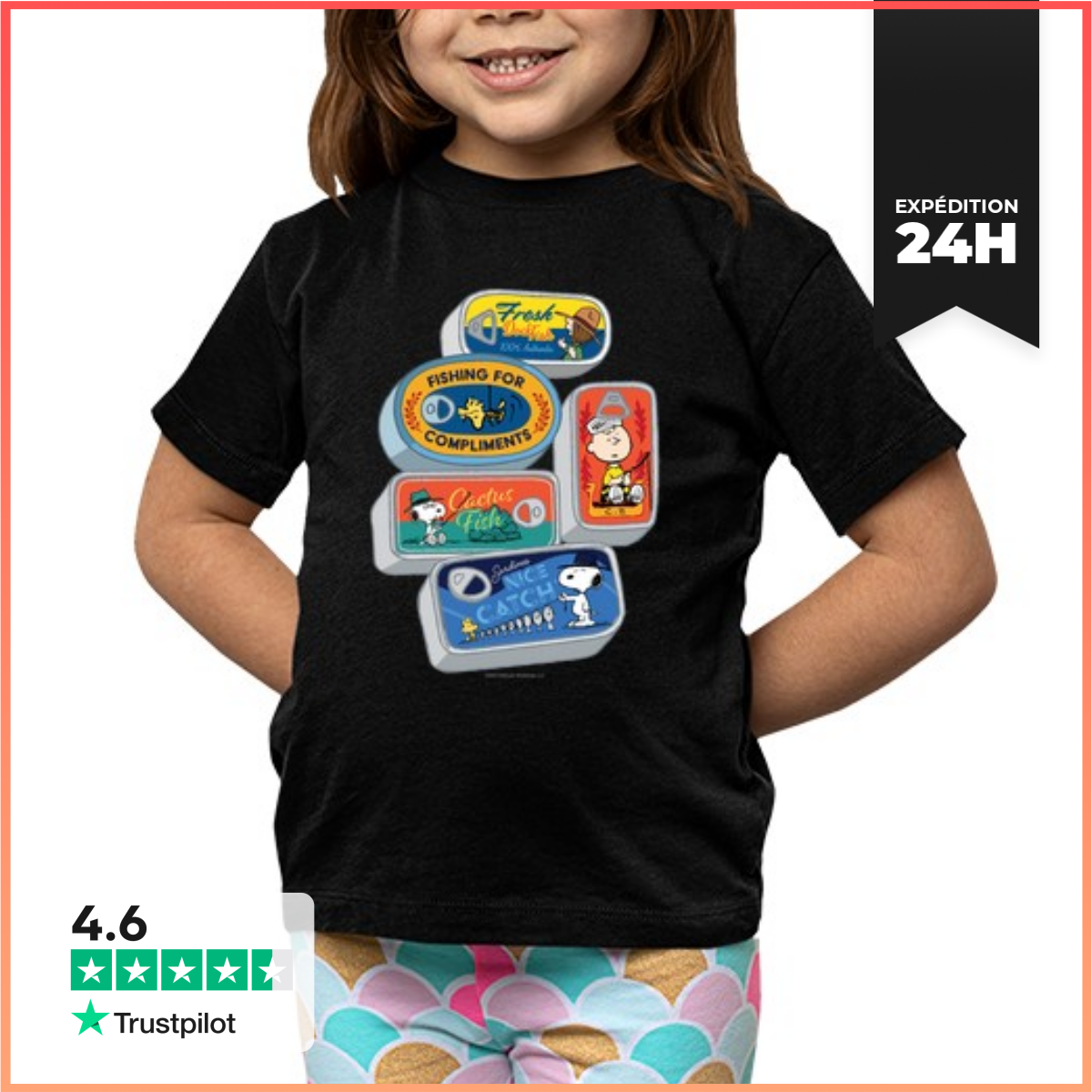 Tee Shirt Pour Enfant Manche Courte CacahuèTes En Conserve PêCheurs-image