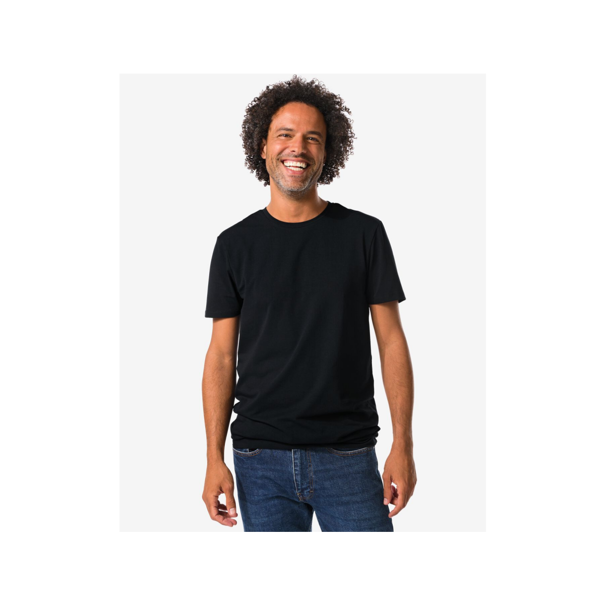 HEMA HEMA Heren T-shirts Slimfit O-hals Extra Lang - 2 Stuks Zwart (zwart)