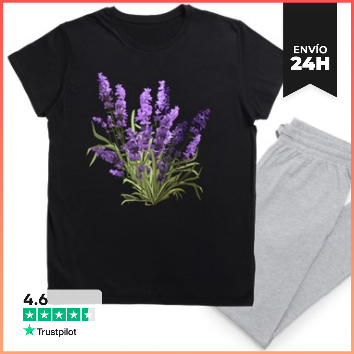 Pijama flores de lavanda - hermosa ilustración laTostadora