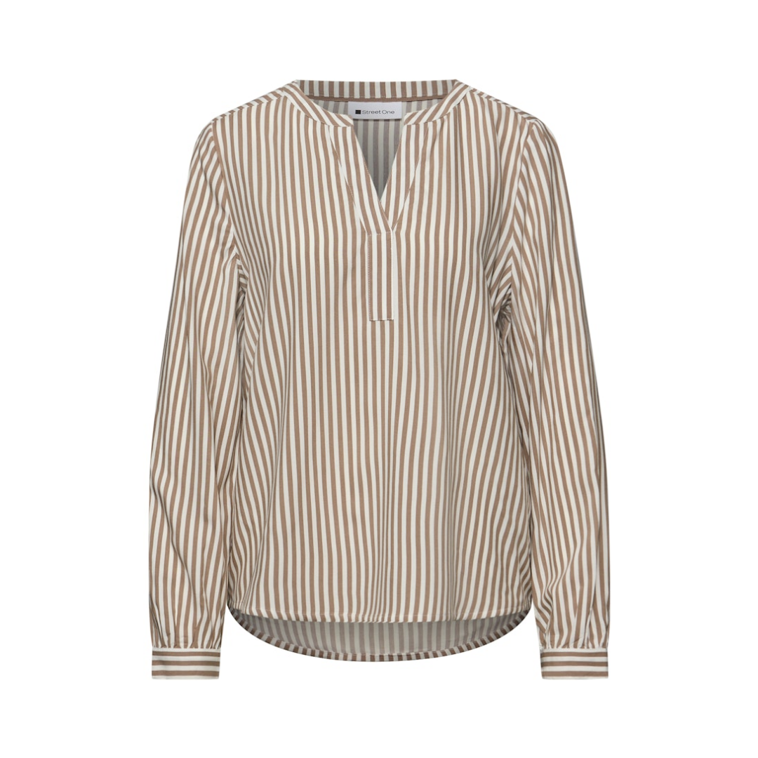 Street One - Damen Langarmbluse - light terra mocha - Größe: 42 - bei Tara-M