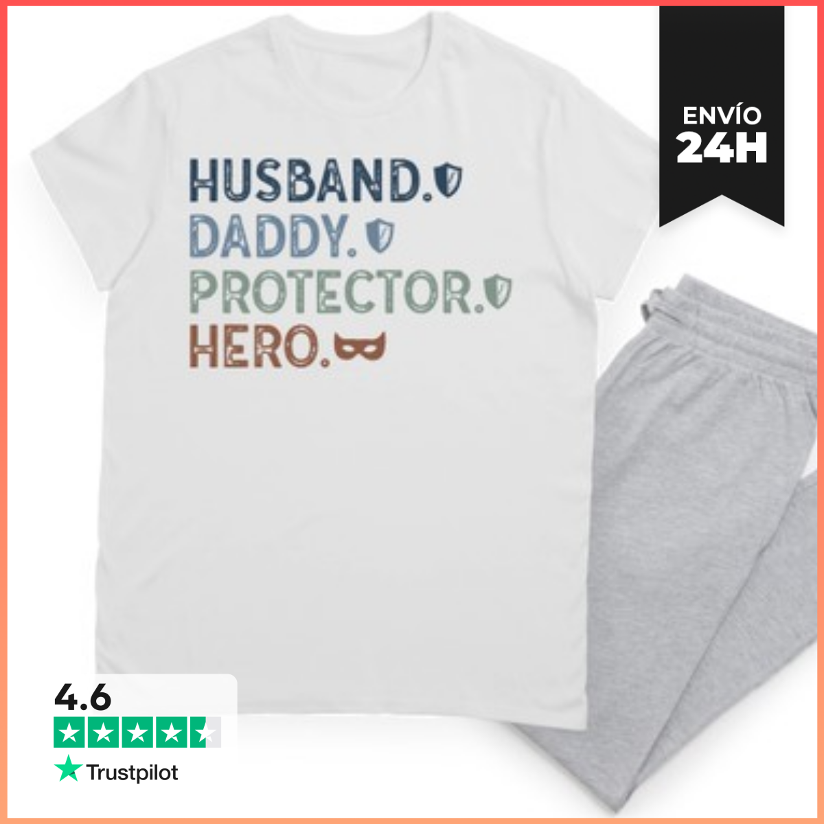 Pijama HUSBAND DADDY PROTECTOR HERO laTostadora