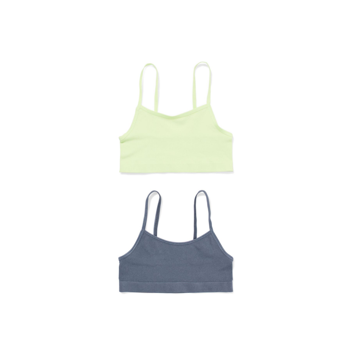 HEMA HEMA Kindertops Rib Naadloos - 2 Stuks Lime (lime)