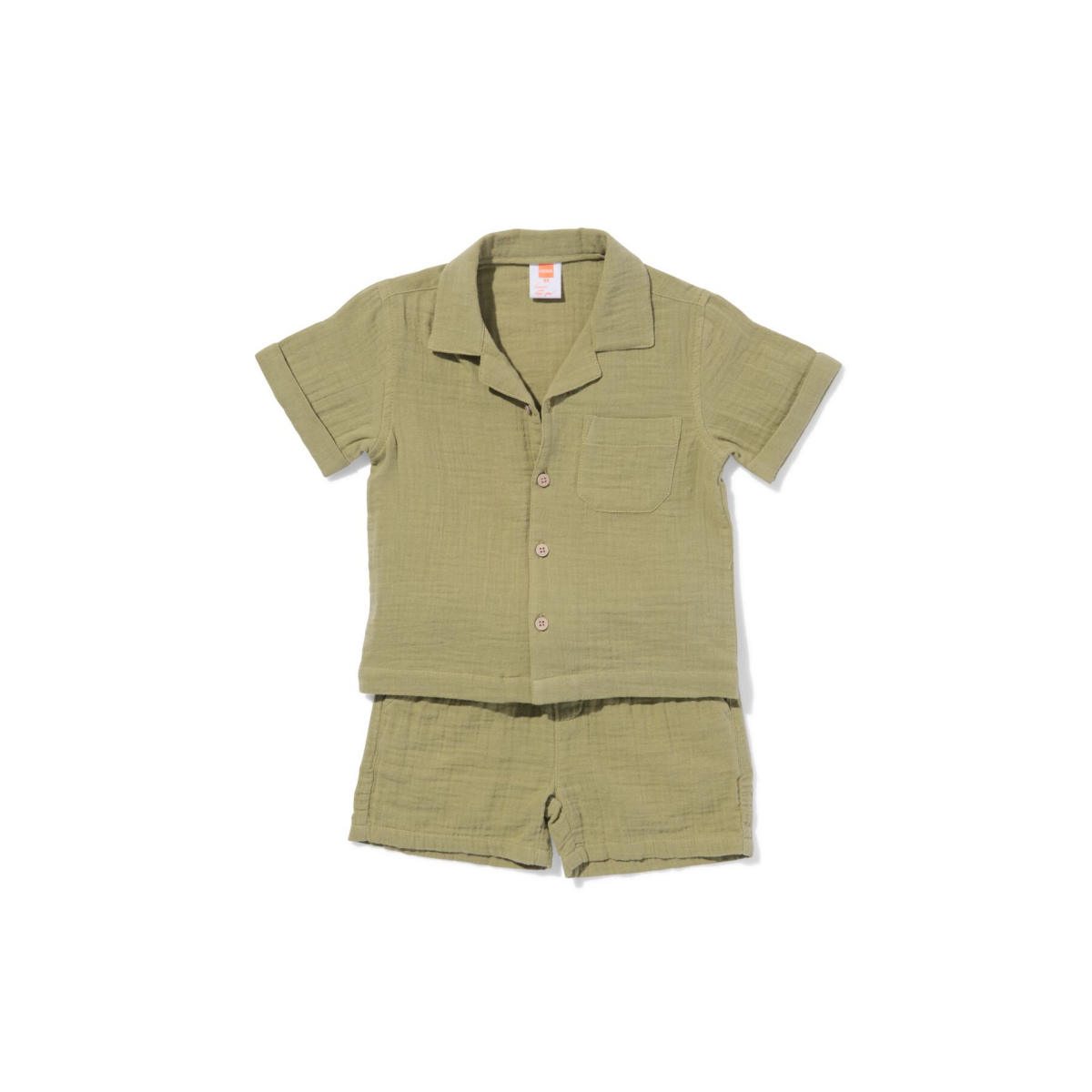 HEMA Babykledingset comfy fit mousseline groen (groen)
