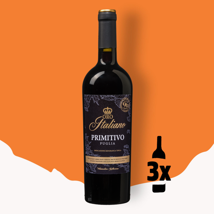 3 flessen Oro Italiano Primitivo Probeerpakket 2024