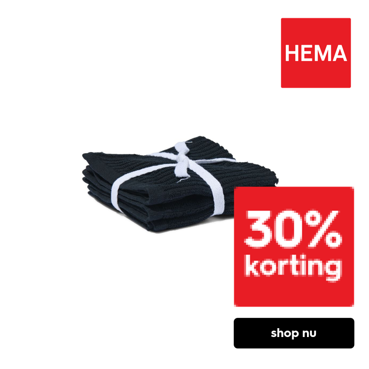HEMA Vaatdoekjes - katoen - zwart - 3 stuks (zwart)